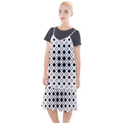 Square Diagonal Pattern Monochrome Camis Fishtail Dress