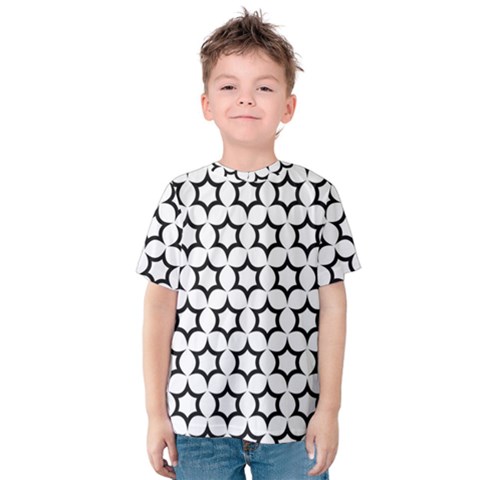 Pattern Star Repeating Black White Kids  Cotton Tee by Sapixe