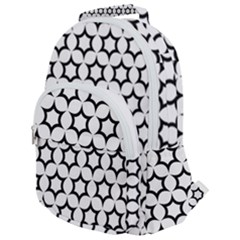 Pattern Star Repeating Black White Rounded Multi Pocket Backpack