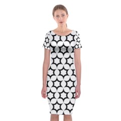 Pattern Star Repeating Black White Classic Short Sleeve Midi Dress