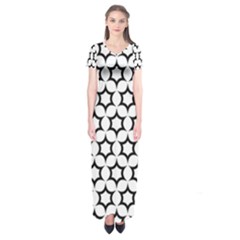 Pattern Star Repeating Black White Short Sleeve Maxi Dress