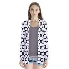 Pattern Star Repeating Black White Drape Collar Cardigan by Sapixe