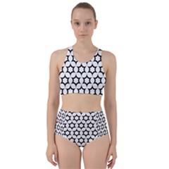 Pattern Star Repeating Black White Racer Back Bikini Set by Sapixe