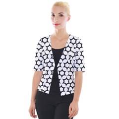 Pattern Star Repeating Black White Cropped Button Cardigan by Sapixe