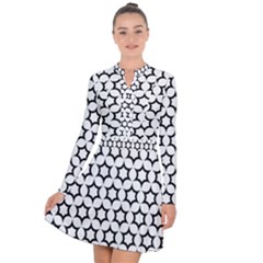 Pattern Star Repeating Black White Long Sleeve Panel Dress