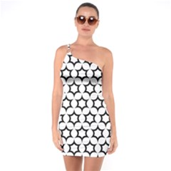 Pattern Star Repeating Black White One Soulder Bodycon Dress