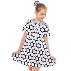 Pattern Star Repeating Black White Kids  Short Sleeve Shirt Dress