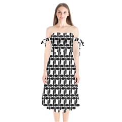 Ellipse Pattern Background Shoulder Tie Bardot Midi Dress