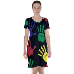 Handprints Hand Print Colourful Short Sleeve Nightdress