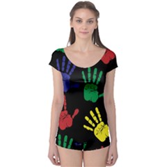 Handprints Hand Print Colourful Boyleg Leotard 