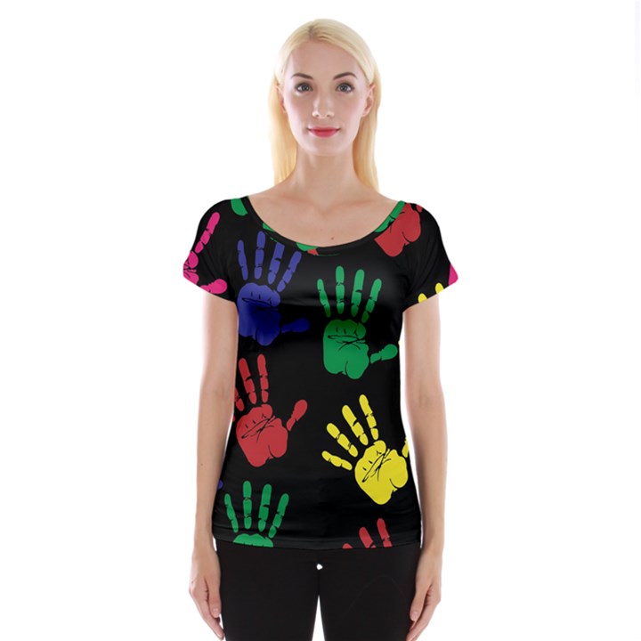 Handprints Hand Print Colourful Cap Sleeve Top