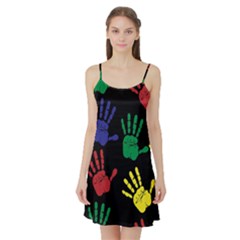 Handprints Hand Print Colourful Satin Night Slip