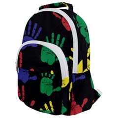 Handprints Hand Print Colourful Rounded Multi Pocket Backpack