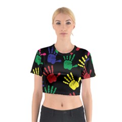 Handprints Hand Print Colourful Cotton Crop Top by Sapixe