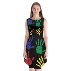 Handprints Hand Print Colourful Sleeveless Chiffon Dress   by Sapixe