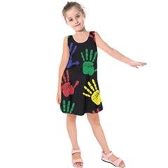 Handprints Hand Print Colourful Kids  Sleeveless Dress