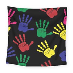 Handprints Hand Print Colourful Square Tapestry (large)