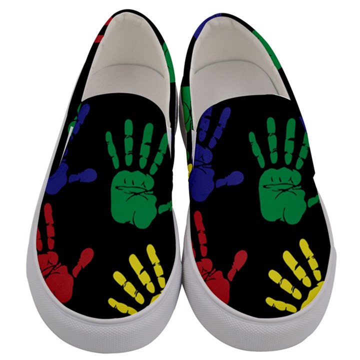 Handprints Hand Print Colourful Men s Canvas Slip Ons