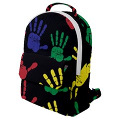 Handprints Hand Print Colourful Flap Pocket Backpack (small)