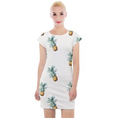 Pineapples pattern Cap Sleeve Bodycon Dress