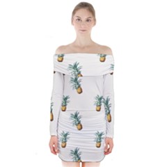 Pineapples pattern Long Sleeve Off Shoulder Dress