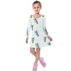 Pineapples pattern Kids  Long Sleeve Velvet Dress