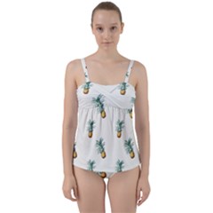 Pineapples pattern Twist Front Tankini Set