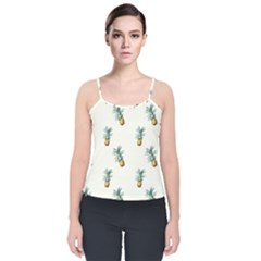 Pineapples pattern Velvet Spaghetti Strap Top