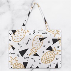 Black & gold pineapples Zipper Medium Tote Bag