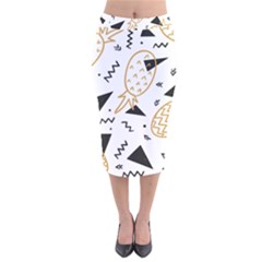 Black & gold pineapples Velvet Midi Pencil Skirt