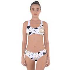 Black & gold pineapples Criss Cross Bikini Set