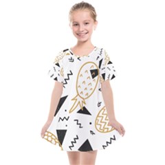 Black & gold pineapples Kids  Smock Dress