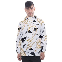 Black & gold pineapples Men s Front Pocket Pullover Windbreaker