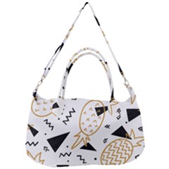 Black & gold pineapples Removal Strap Handbag