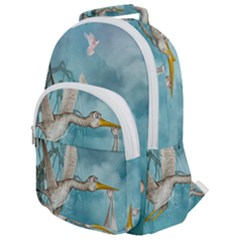 Cute Baby Is Coming With Stork Rounded Multi Pocket Backpack