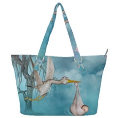 Cute Baby Is Coming With Stork Full Print Shoulder Bag by FantasyWorld7