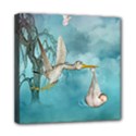 Cute Baby Is Coming With Stork Mini Canvas 8  x 8  (Stretched) View1