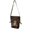 Cute Little Puppy With Flowers Folding Shoulder Bag View1