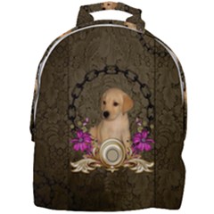 Cute Little Puppy With Flowers Mini Full Print Backpack by FantasyWorld7