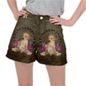 Cute Little Puppy With Flowers Ripstop Shorts View1