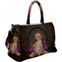 Cute Little Puppy With Flowers Duffel Travel Bag View2