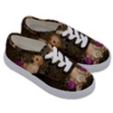 Cute Little Puppy With Flowers Kids  Classic Low Top Sneakers View3