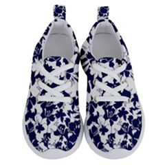 Navy & White Floral Design Running Shoes by WensdaiAmbrose