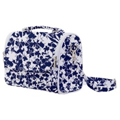 Navy & White Floral Design Satchel Shoulder Bag by WensdaiAmbrose