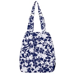 Navy & White Floral Design Center Zip Backpack by WensdaiAmbrose