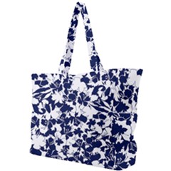 Navy & White Floral Design Simple Shoulder Bag by WensdaiAmbrose