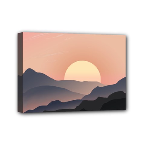 Sunset Sky Sun Graphics Mini Canvas 7  X 5  (stretched)