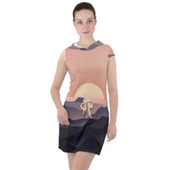 Sunset Sky Sun Graphics Drawstring Hooded Dress by HermanTelo