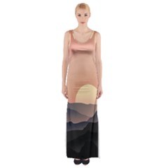 Sunset Sky Sun Graphics Maxi Thigh Split Dress by HermanTelo