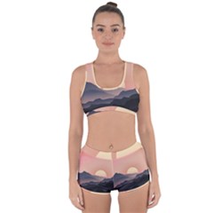 Sunset Sky Sun Graphics Racerback Boyleg Bikini Set